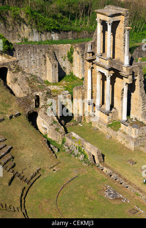 Remains of Roman Amphitheatre in Volterra, Tuscany, Italy Stock Photo