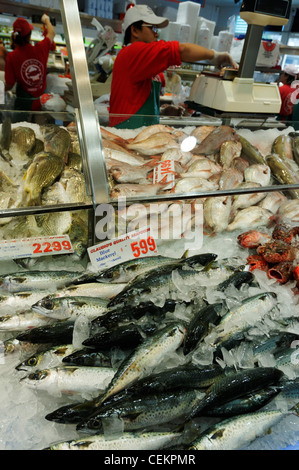 Fresh seafood produce in Sydney Fish Market in Sydney Australia Stock Photo