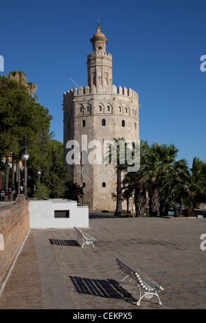 Spain, Andalusia, Sevilla, Tower of the Gold (Torre del Oro) Stock Photo