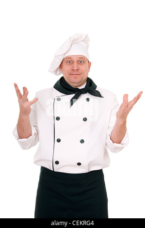 surprised by chef isolated on white background Stock Photo