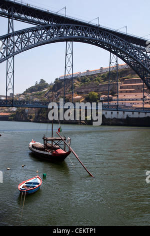 Portugal, Porto, Dom Luis Bridge across the Douro River Stock Photo