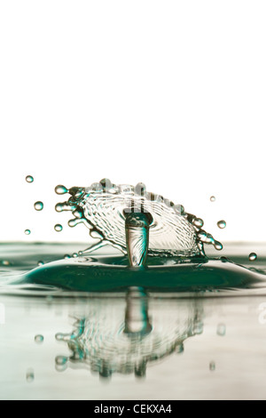 Water drop falling and colliding with another one Stock Photo