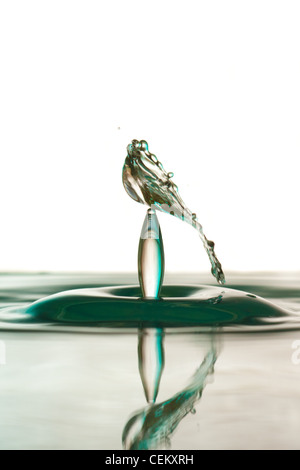 Water drop falling and colliding with another one Stock Photo