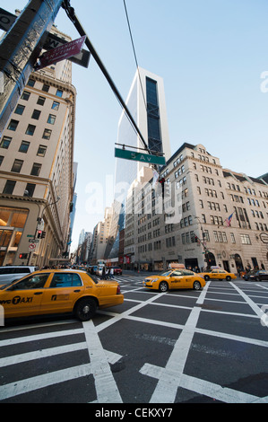 Intersection of 5th Avenue with 58th Street in New York City, New York State, USA Stock Photo