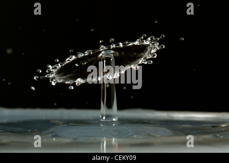 Water drop falling and colliding with another one Stock Photo