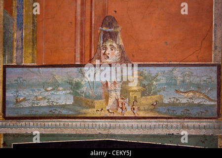 Italy, Naples National Archeological Museum, from Pompeii, Isis Temple, Portico, Decoration Stock Photo