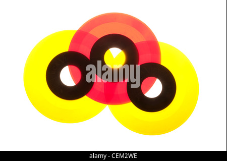 45 RPM records from the 1950's mid-century modern, Vinyl. Stock Photo