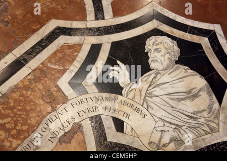 Italy, Siena, Siena Cathedral, Museum, Inlaid marble Mosaic Floor Stock Photo
