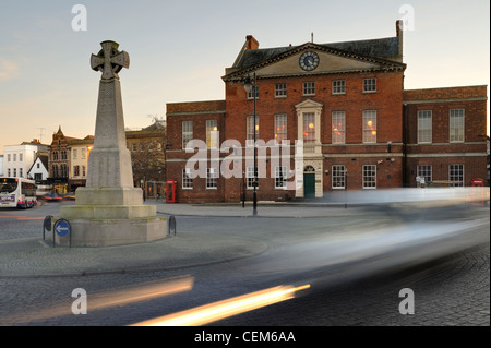 The Burma Memorial and Market House at dusk. Taunton, Somerset, UK. Stock Photo