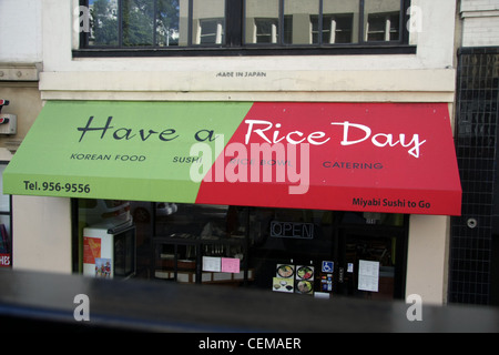 Have a Nice Day - Actually 'Have a Rice Day'! Korean restaurant in San Francisco Stock Photo