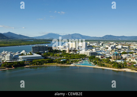 Aerial view of Esplanade lagoon and city centre. Cairns, Queensland, Australia Stock Photo