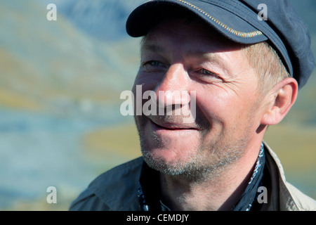 The man in the mountains, the tourist to a halt Stock Photo