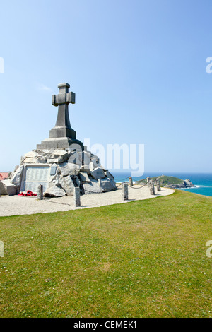 Newquay, Cornwall, England Fistral monument to sacrifice in great war 1914 - 1918 war memorial Stock Photo