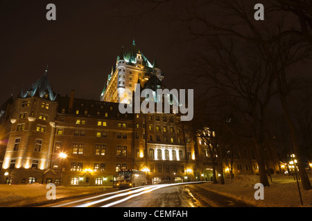 Night view of Chateau Frontenac Hotel, Quebec City, Canada Stock Photo