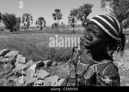 Malian Girl in the Desert, Djenné, Mali. Stock Photo