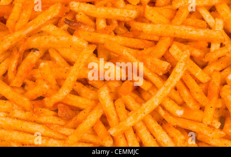 Full frame take of some spicy paprika potato sticks Stock Photo