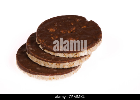 Puffed rice cookies isolated on white Stock Photo