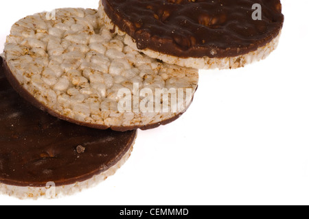 Crunchy chocolate coated puffed rice crackers Stock Photo