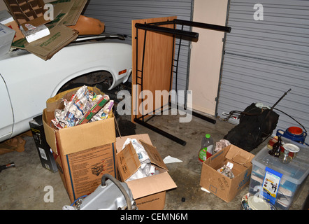 storage unit garage messy Stock Photo