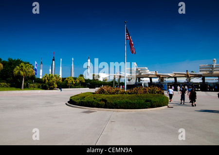 Ticket booths to Kennedy Space Center Museum on Cape Canaveral, Florida Stock Photo