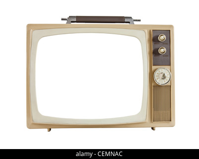 Isolated portable tv set with antenna Stock Photo - Alamy