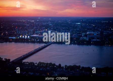 MIT Campus and Harvard Bridge over the Charles River, Aerial View Stock Photo