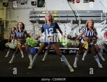 Seattle Seahawks Sea Gals cheerleaders perform in holiday attire in the  first half of an NFL football game, Sunday, Dec. 23, 2012, in Seattle. (AP  Photo/Elaine Thompson Stock Photo - Alamy