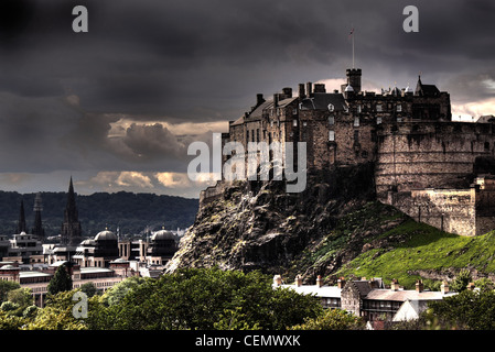 A panorama of Edinburgh Castle from Science Museum roof, Scotland's capital UK @HotpixUK Stock Photo