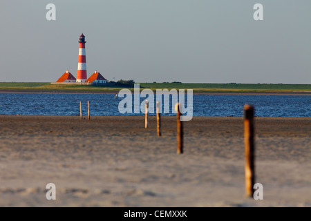 Westerhever lighthouse seen from beach in St. Peter-Ording