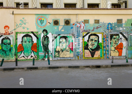 graffiti of martyrs of the Egyptian revolution, Mohamed Mahmoud Street, beside Tahrir Square, Cairo, Egypt Stock Photo