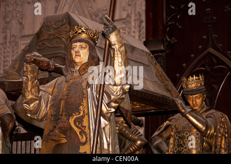 Seville, Spain, Catredal de Santa Maria de la Sede, Cathedral of Santa Maria, tomb of Christopher Columbus Stock Photo