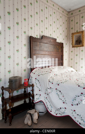 Bedroom inside the Astor House Museum, Golden, Colorado. Stock Photo