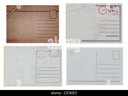 Old postcards with a grunge look isolated in high resolution Stock Photo