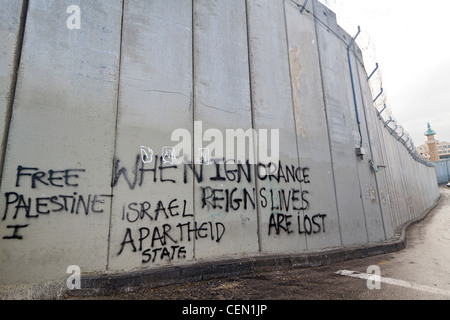 Graffiti on the security wall built to separate Jewish and Arab sectors of Israel Stock Photo