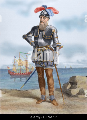 Francisco Pizarro ( c.1471 or 1476-1541). Spanish conqueror of the Incan Empire and founder of Lima. Peru. Stock Photo