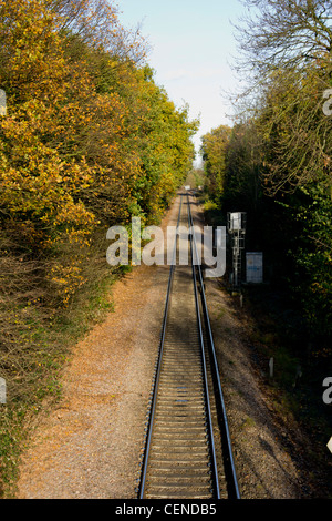 Railway line recedes into distance Stock Photo