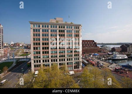 Buildings in a city near The Aquarium, Rose Kennedy Greenway, Long Wharf, Boston, Massachusetts, USA Stock Photo