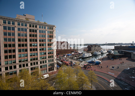 Buildings in a city near The Aquarium, Rose Kennedy Greenway, Long Wharf, Boston, Massachusetts, USA Stock Photo