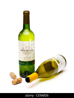 Two empty wine bottles Stock Photo