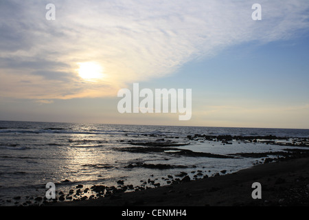 Tranquil Seascape Keauhou Black Sand Beach Hawaii Travel Stock Photo