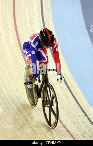 Victoria PENDLETON of Great Britain in the Women's Sprint at the UCI Track Cycling World Cup Velodrome. Stock Photo