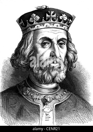 Henry III (1207-72) king of England from 1216; Wood engraving end of XIX th century - London Stock Photo