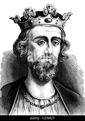 Edward II (1284-1327) king of England from 1307, Wood engraving end of XIX th century - London Stock Photo
