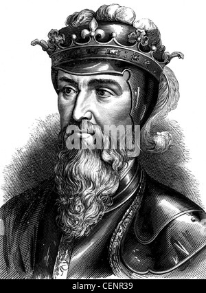 Edward III (1312-1377) king of England from 1327 Wood engraving end of XIX th century - London Stock Photo