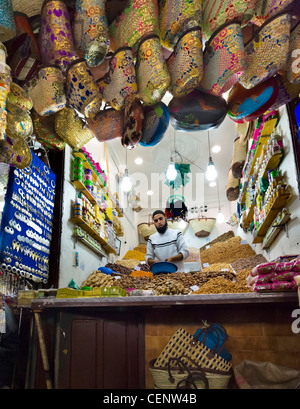 Dried fruit and nuts stall on Rue Souk Smarine in the Souks, Medina, Marrakech, Morocco, North Africa Stock Photo