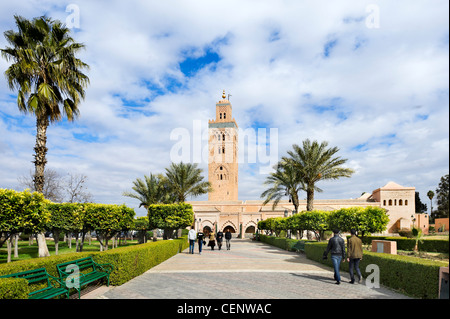 The Koutoubia Mosque from the Koutoubia Gardens, Marrakech, Morocco, North Africa Stock Photo