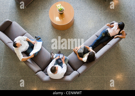 Engineering students studying in a student lounge Stock Photo