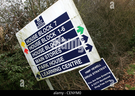 HMP Hewell was created by an amalgamation of the three former prisons on this site, Blakenhurst, Brockhill and Hewell Grang Stock Photo