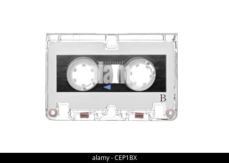 Old retro audio tape cassette isolated on white background Stock Photo