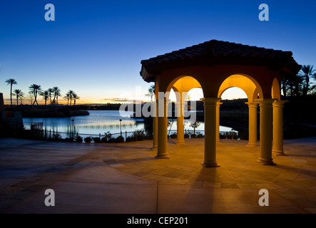 Gazebo & Sunset, Lake Las Vegas Nevada, USA Stock Photo